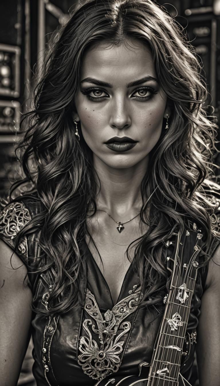 Hyperrealistic Rock and Roll Femme Fatale