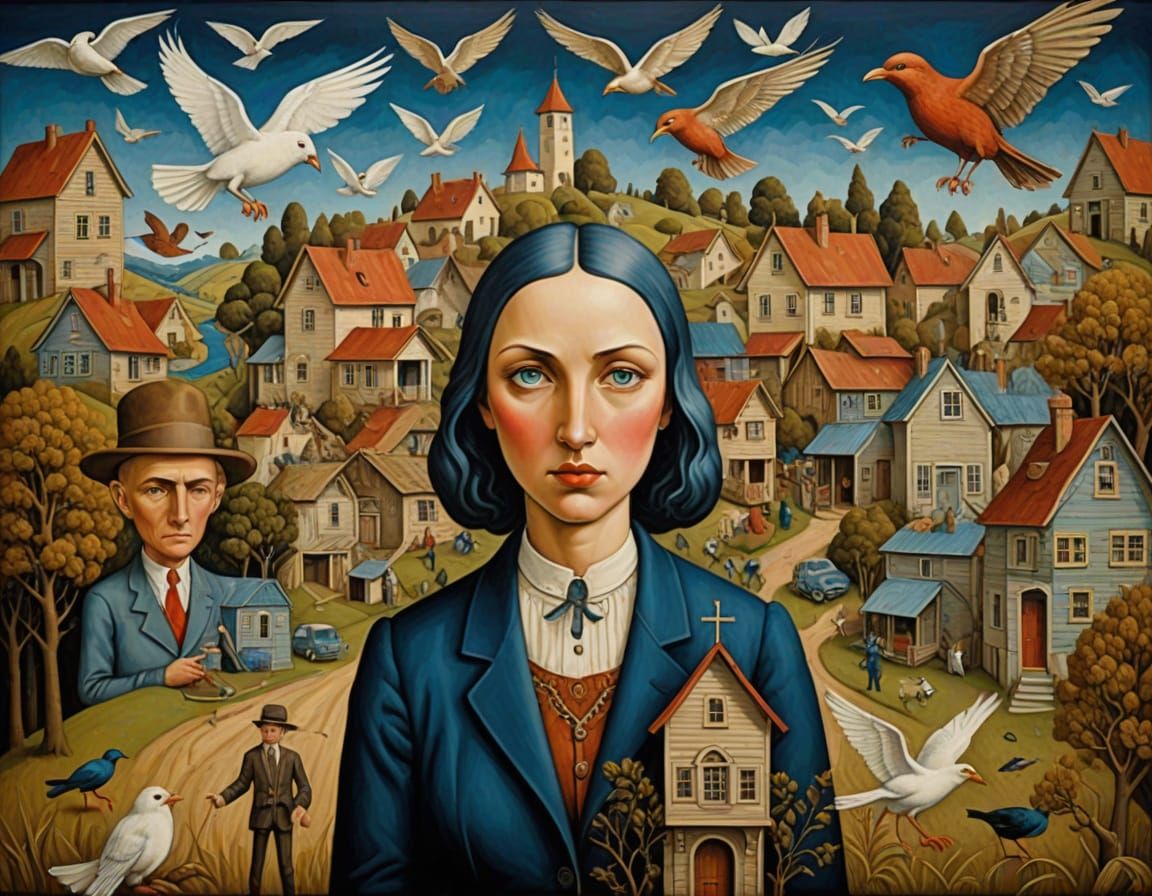 Surrealist Regionalist Portrait of Rural American Life