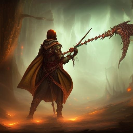 Eldritch Swordsman Character Portrait in Dark Fantasy Style