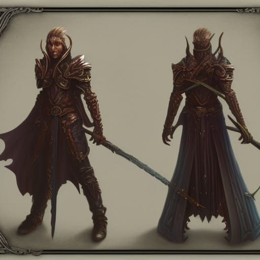 Epic Half-Elf Swordsman Character Portrait