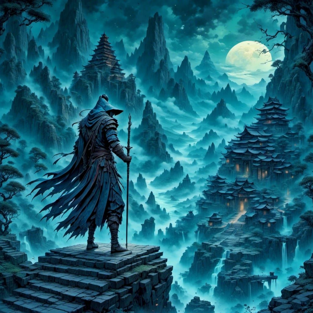 Lone Thief on Ancient Temple with Bow