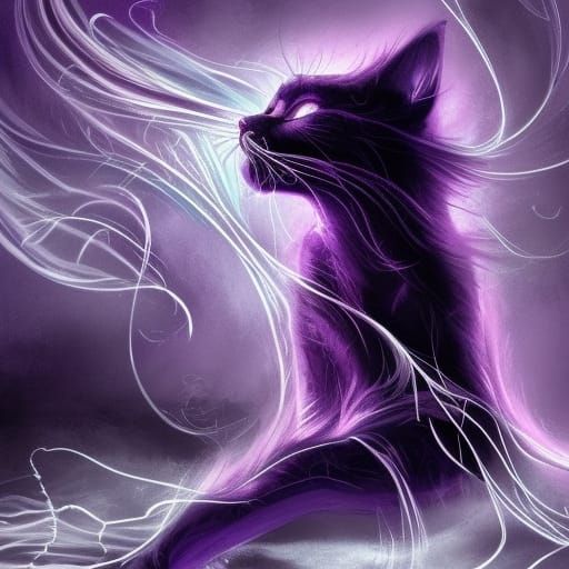 Shadow Cat: Dark Purple Graffiti Art