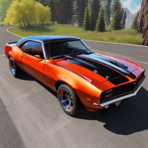 Iridescent 1969 Camaro Art Deco 3D Render