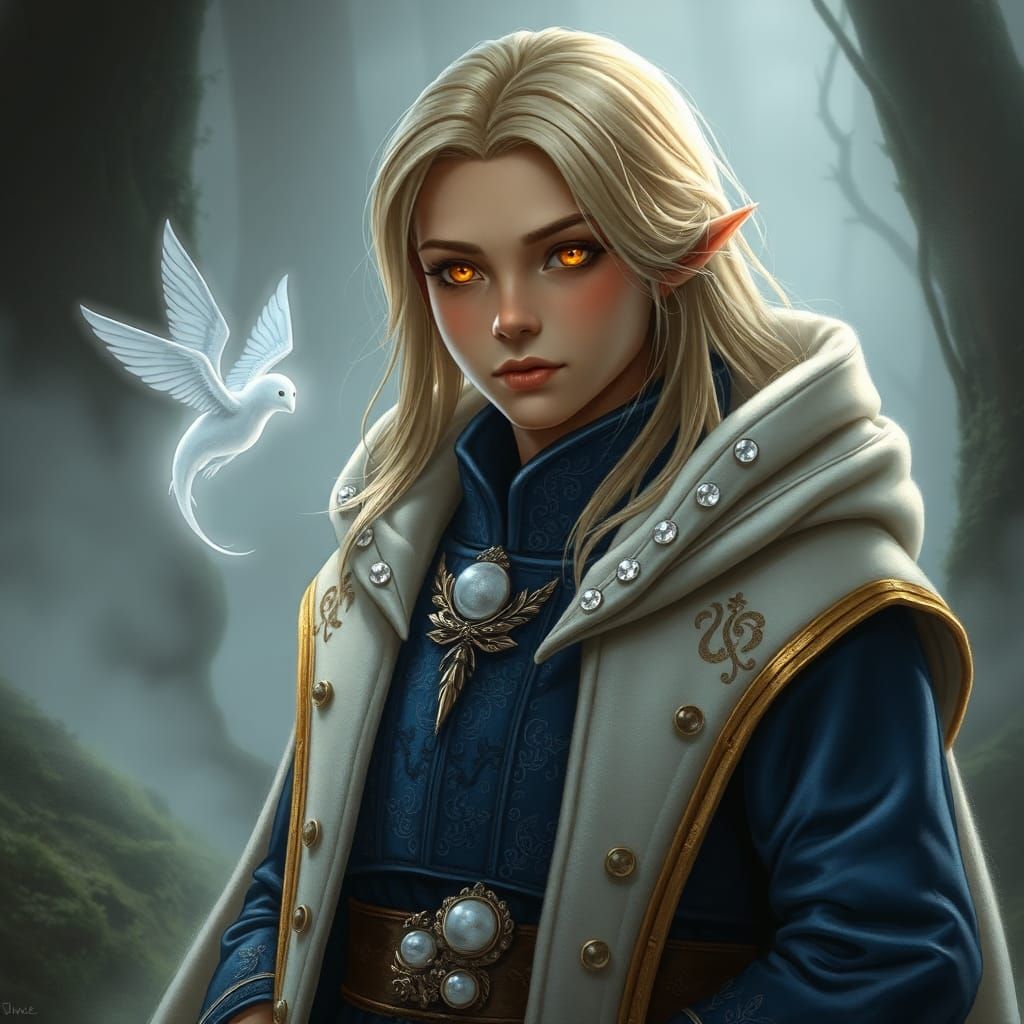 Fantasy Hobbit Wizard with Ethereal Wings