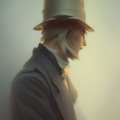 Victorian Ghost Gentleman Portrait in Hyperdetailed Style