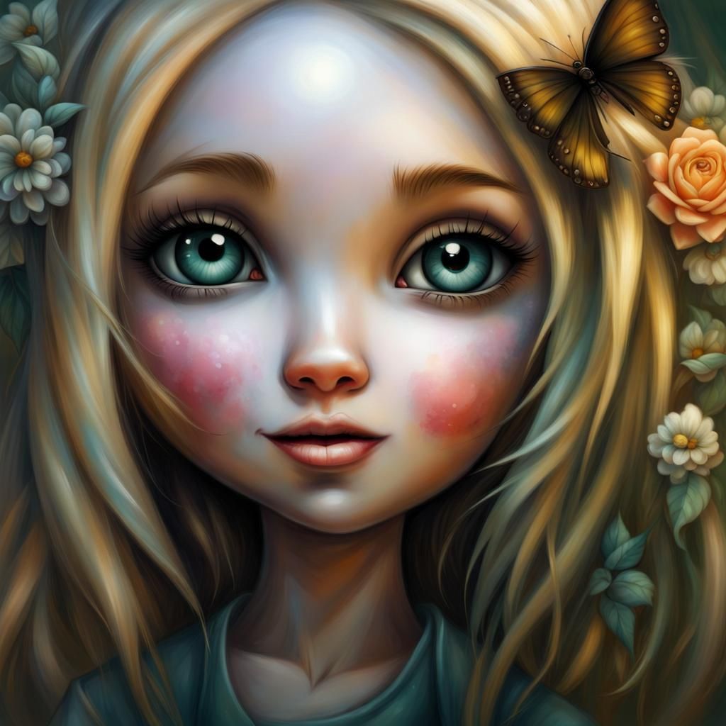 Chibi Girl in Surreal Illustration Style
