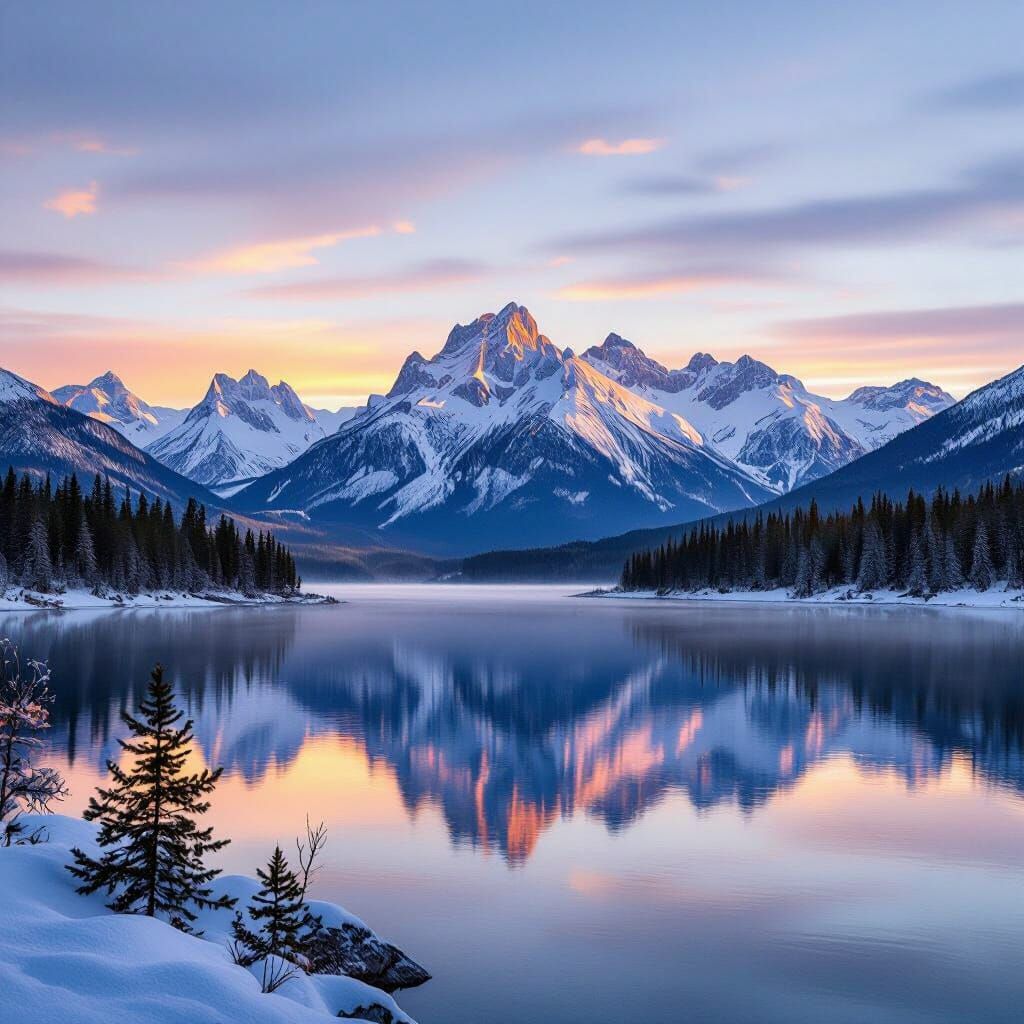 Majestic Maple Leaf Reflects Canadian Rockies at Sunrise