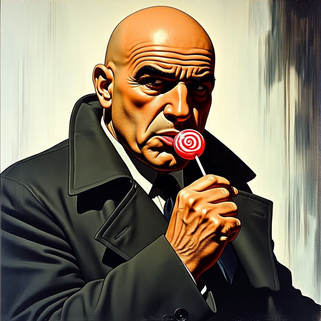 Telly Savalas as Kojak in Noir Detective Scene