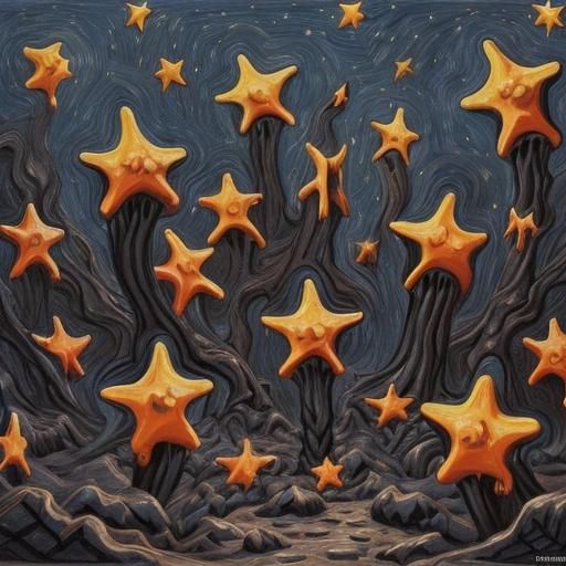 Molten Iron Starry Night: Abstract Expressionism Masterpiece
