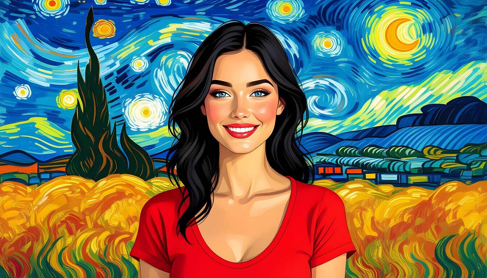 Celtic Woman in Van Gogh Impressionist Style