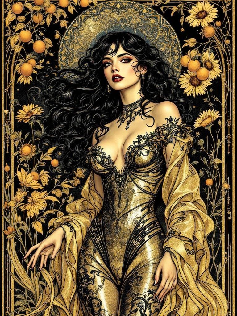 Swedish Pin-Up in Victorian Gothic Art Nouveau Style