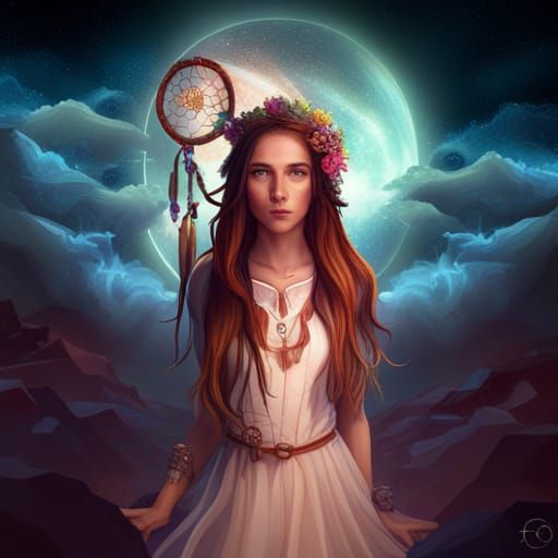 Whimsical Dreamscape with Dreamcatcher, Matte Painting