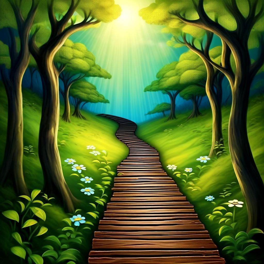 Mysterious Path Through Misty Forest