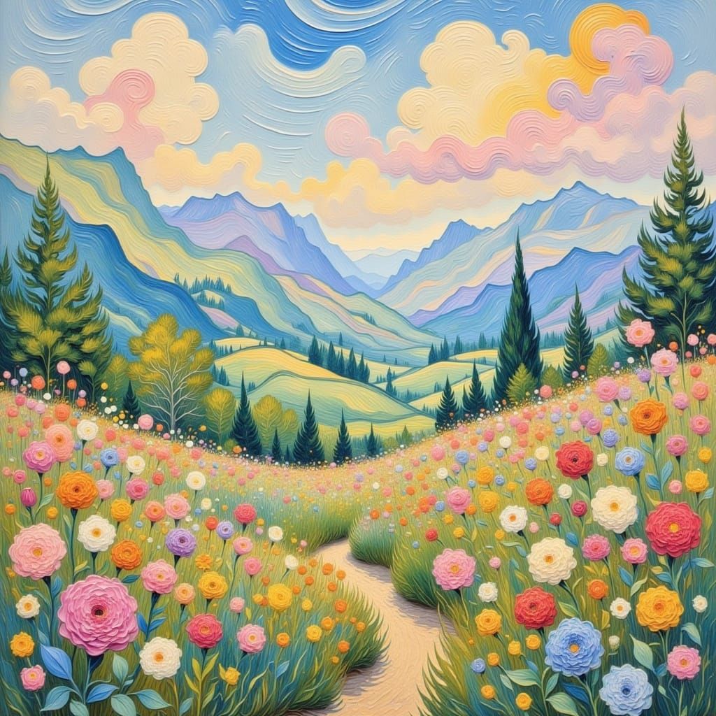 Post-Impressionist Landscape in Calming Colors