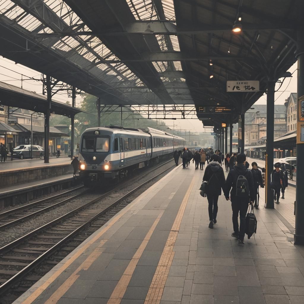 Person Arriving at Train Station