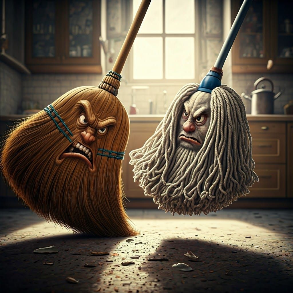 Angry Broom vs. Irate Mop: Kitchen Clash