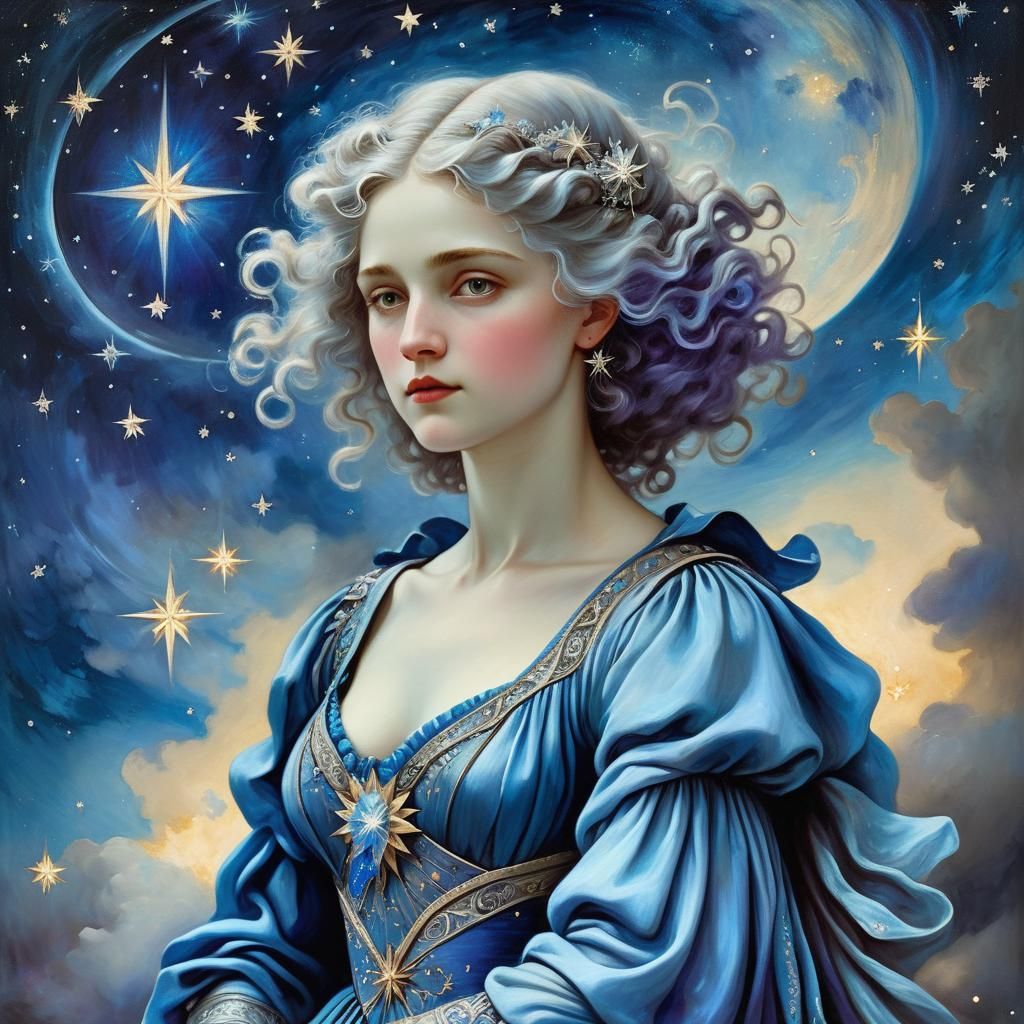 Celestial Goddess in Ethereal Oil Painting Style
