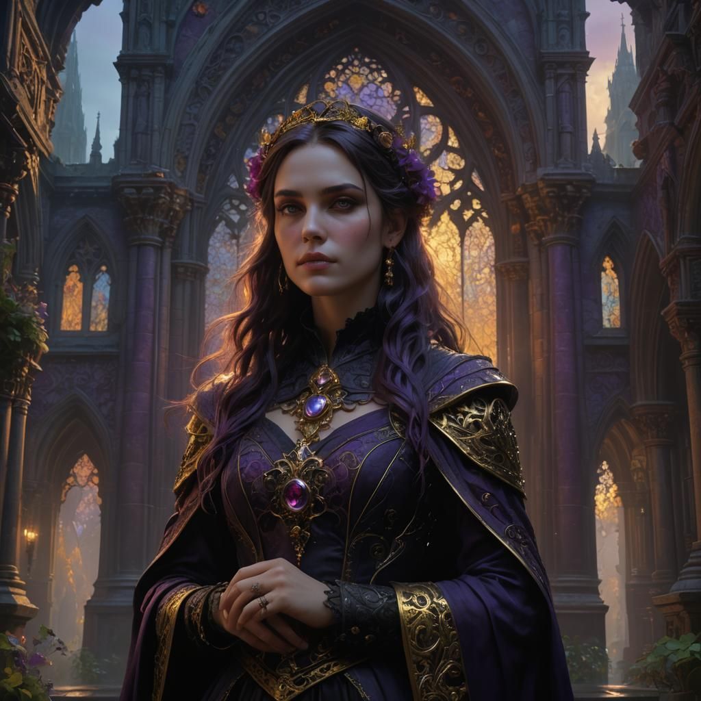 Gothic Woman Romance in Dark Fantasy Style