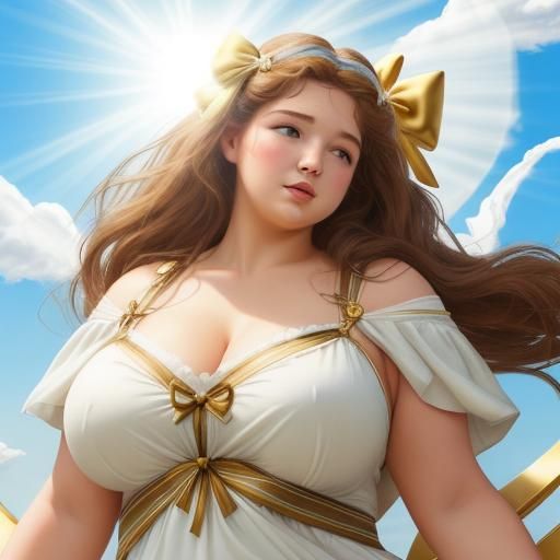 Plus-Size Greek Goddess with Bow in Divine Light