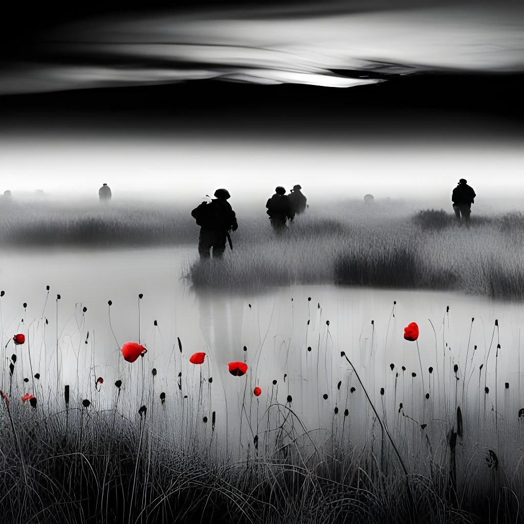 Fog of War: Soldiers and Red Poppies