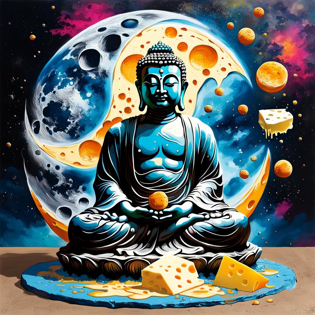 Buddha Creates Moon From Cheese: Graffiti Street Art