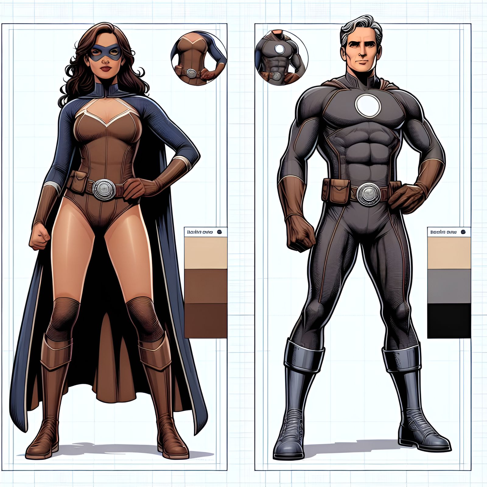 Two Confident Heroes in Classic Comic Style