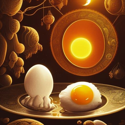 Sun and Moon Poached Eggs in Fairytale Style