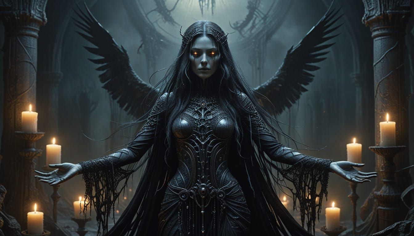 Dark Goddess Invokes Ancient Spirits in Gothic Silver Weddin...