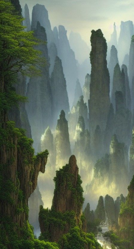 Floating Castle Landscape in Matte Painting Style
