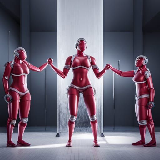 Robots Showering at Gym: Digital AI Photography