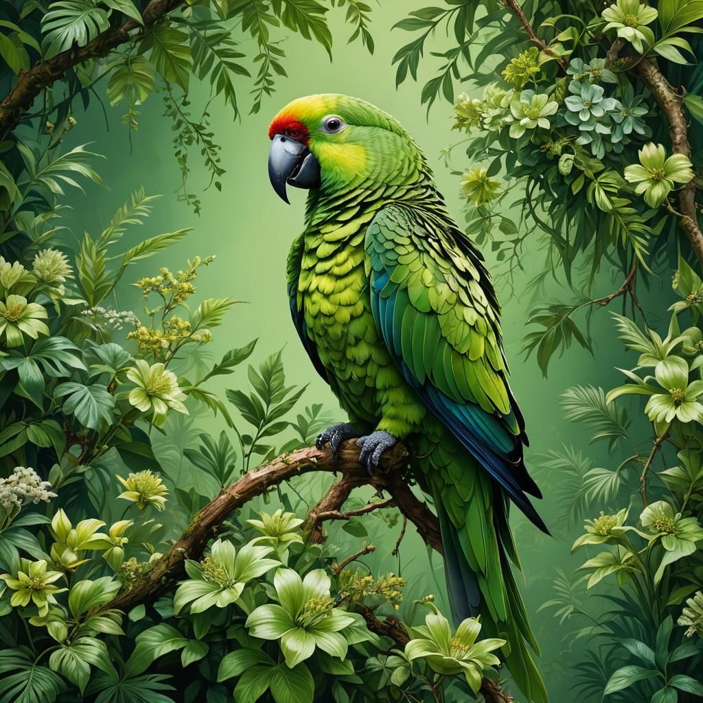 Only Shades of Green: Amazon Parrot