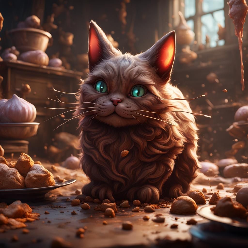 Fantastical Cat Digital Art in Deep Color