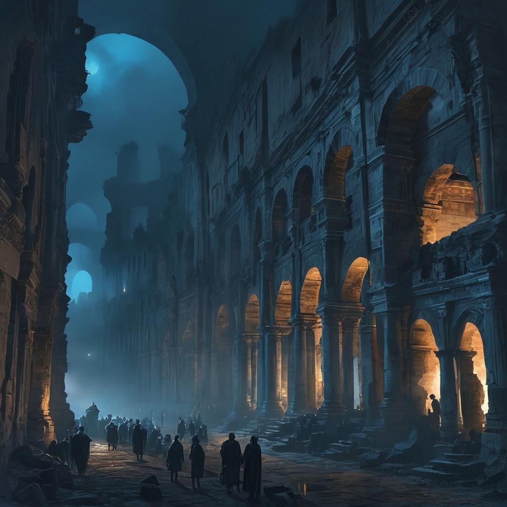 Mystical Gothic Painting of Rome's Coliseum