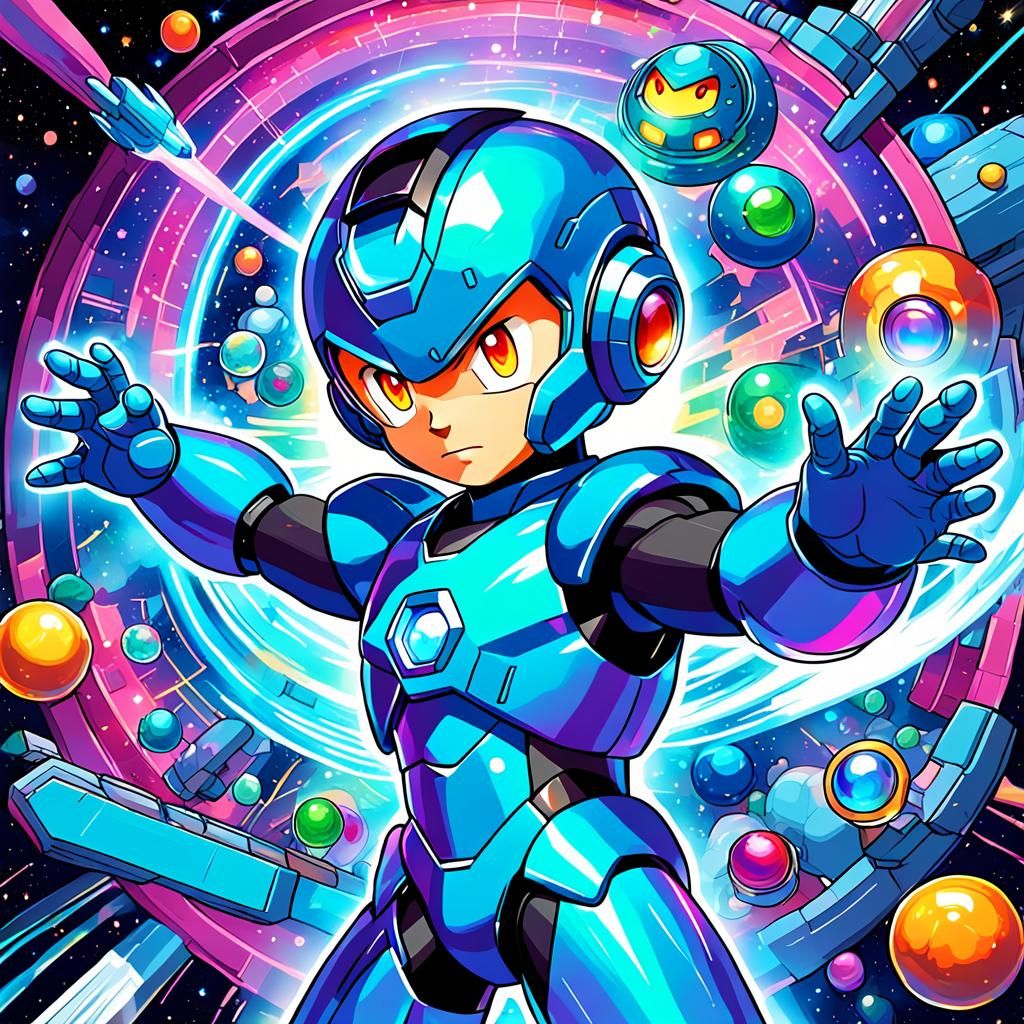 MegaMan in Holographic Astral Cosmic Illustration