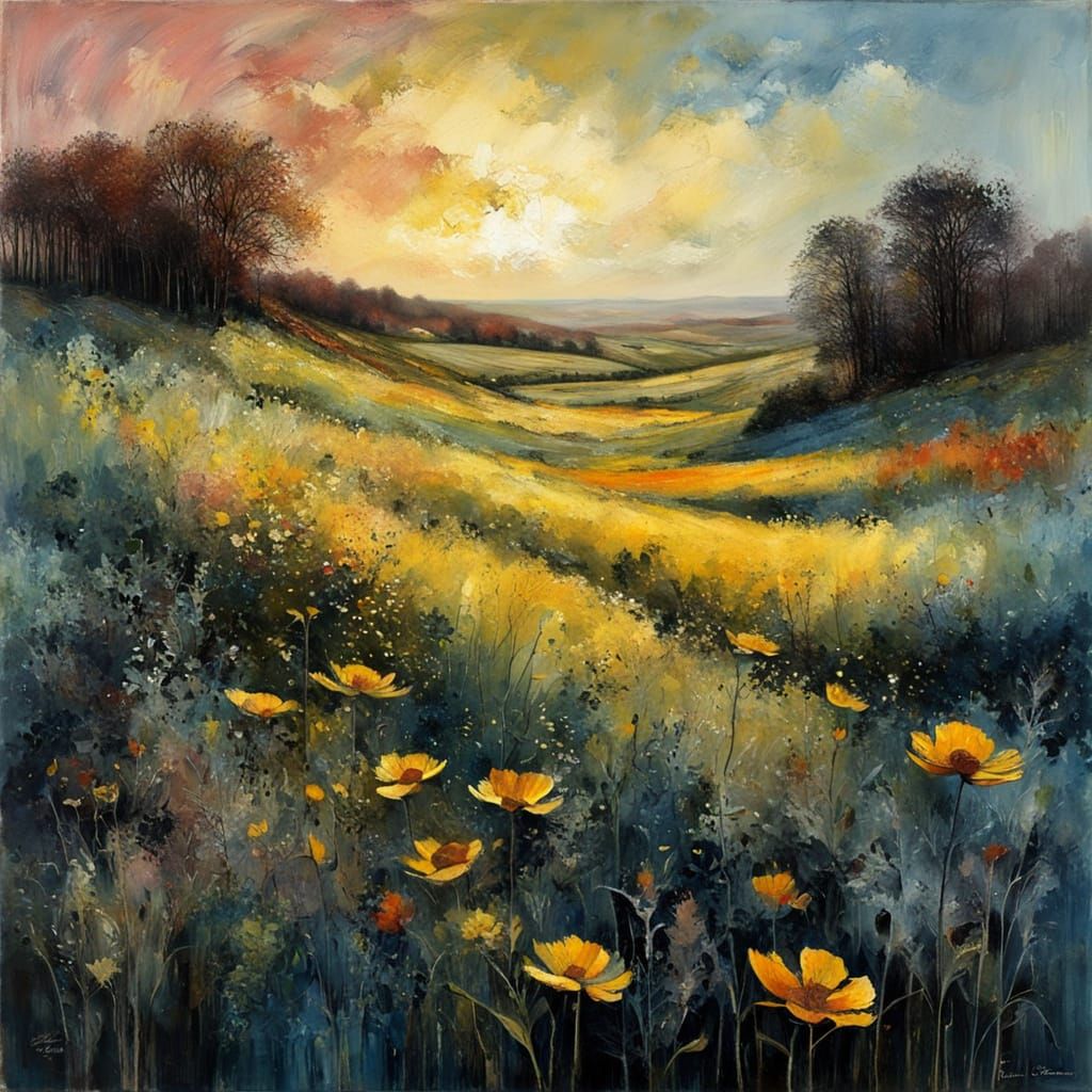 Expressionist Impasto Painting of Summer Echoes and Silences