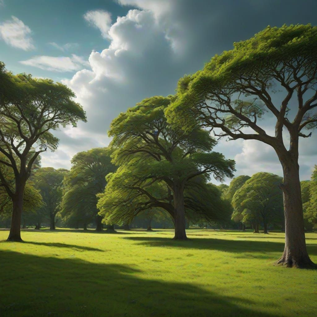 Majestic Park Landscape in Albert Bierstadt Style