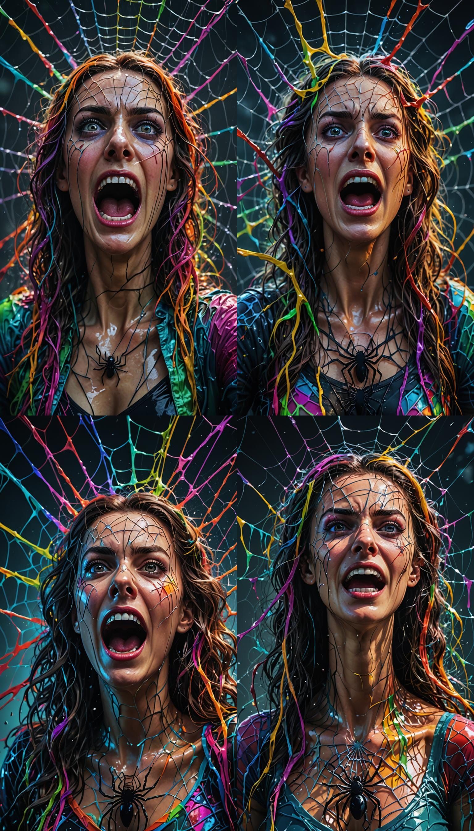 Psychedelic Spiderweb Woman Portrait in 8K