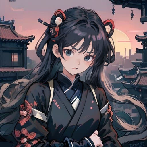 Cute Anime Ninja Girl with Sly Expression