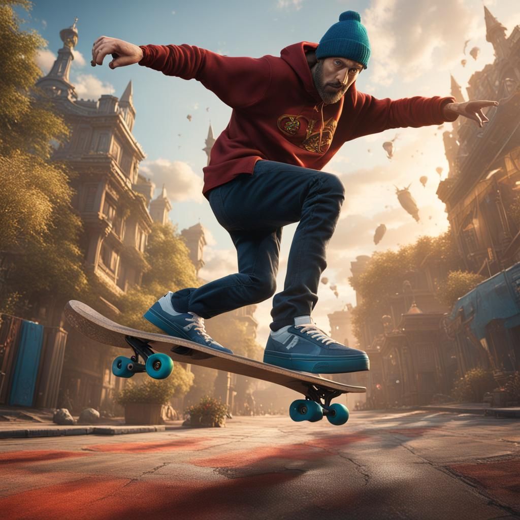 Tom Green Kickflip: Detailed Fantasy Concept Art