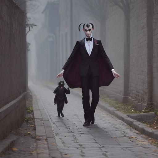 Cute Draculuara Cartoon Character Walking