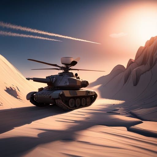 Tank Engages Helicopter in Dramatic 3D Render