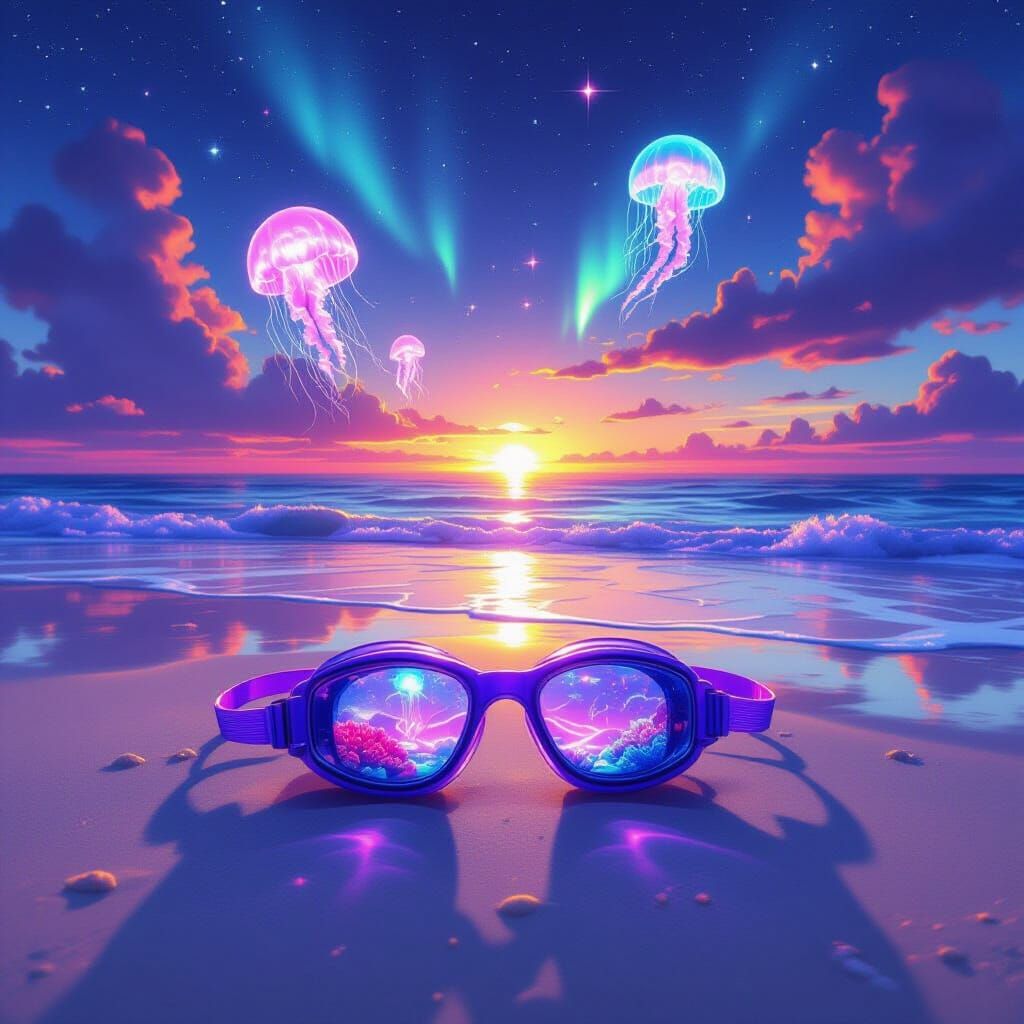 Surreal Underwater World Reflected in Goggles