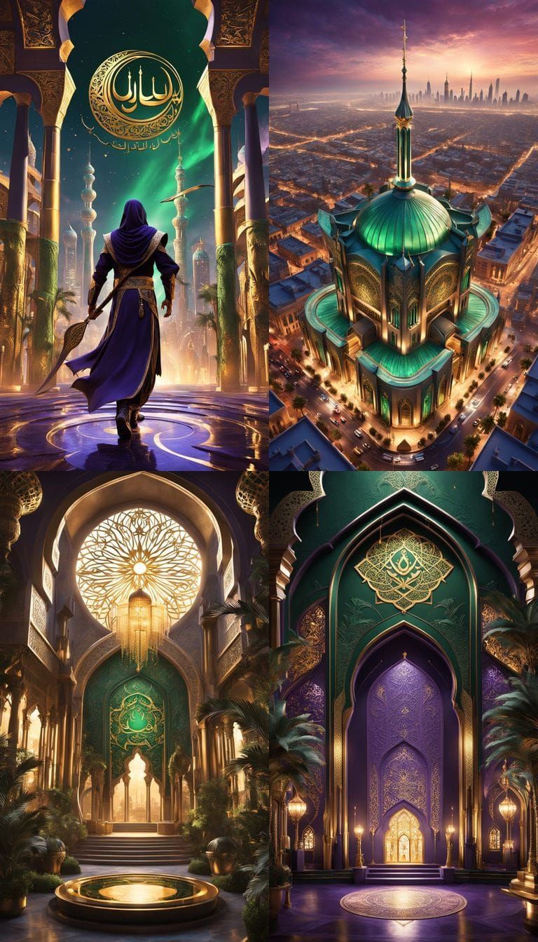 Luxurious 3D Logo in Ornate Arabic Calligraphy with Golden A...