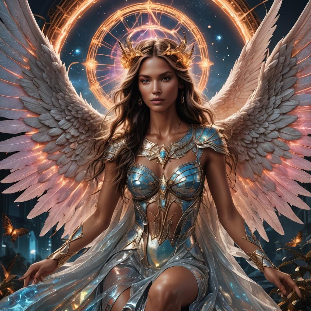 Angel With Light Pink Coloured Wings