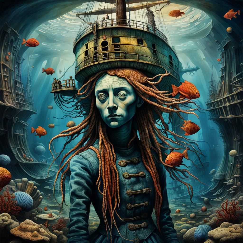 Surreal Underwater Shipwreck in Dreamlike Style