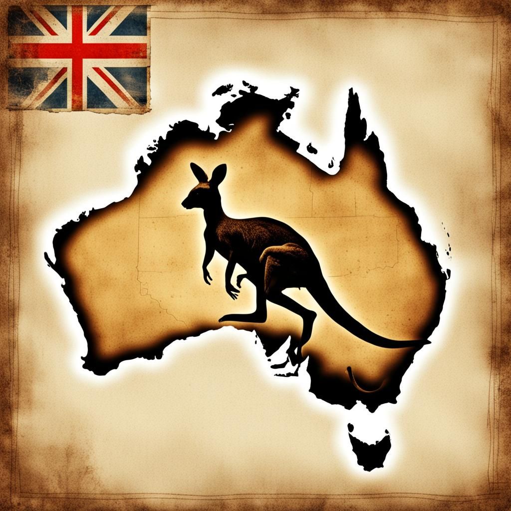 Collage Map of Australia with Kangaroo Photo