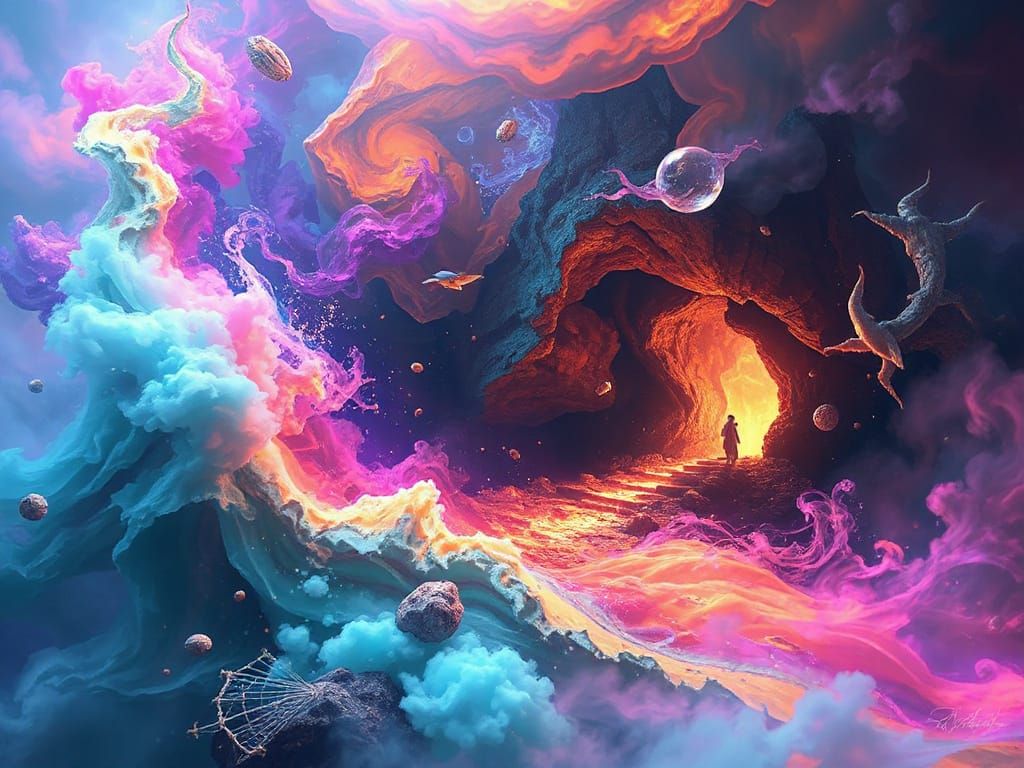 Ethereal Dreamscape with Swirling Colors and Ethereal Light