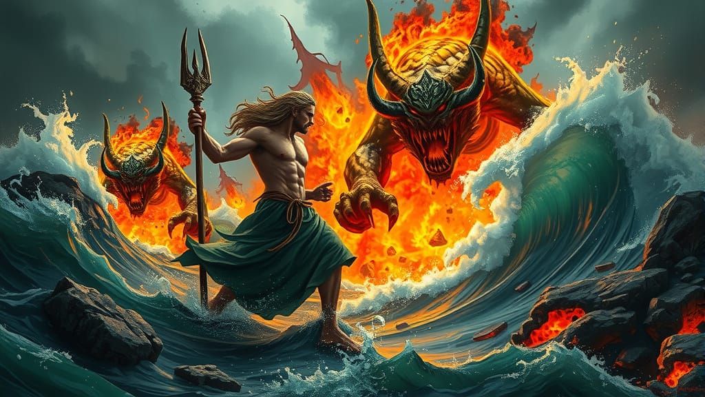 Tidal Fury: Sea God Battles Infernal Beast