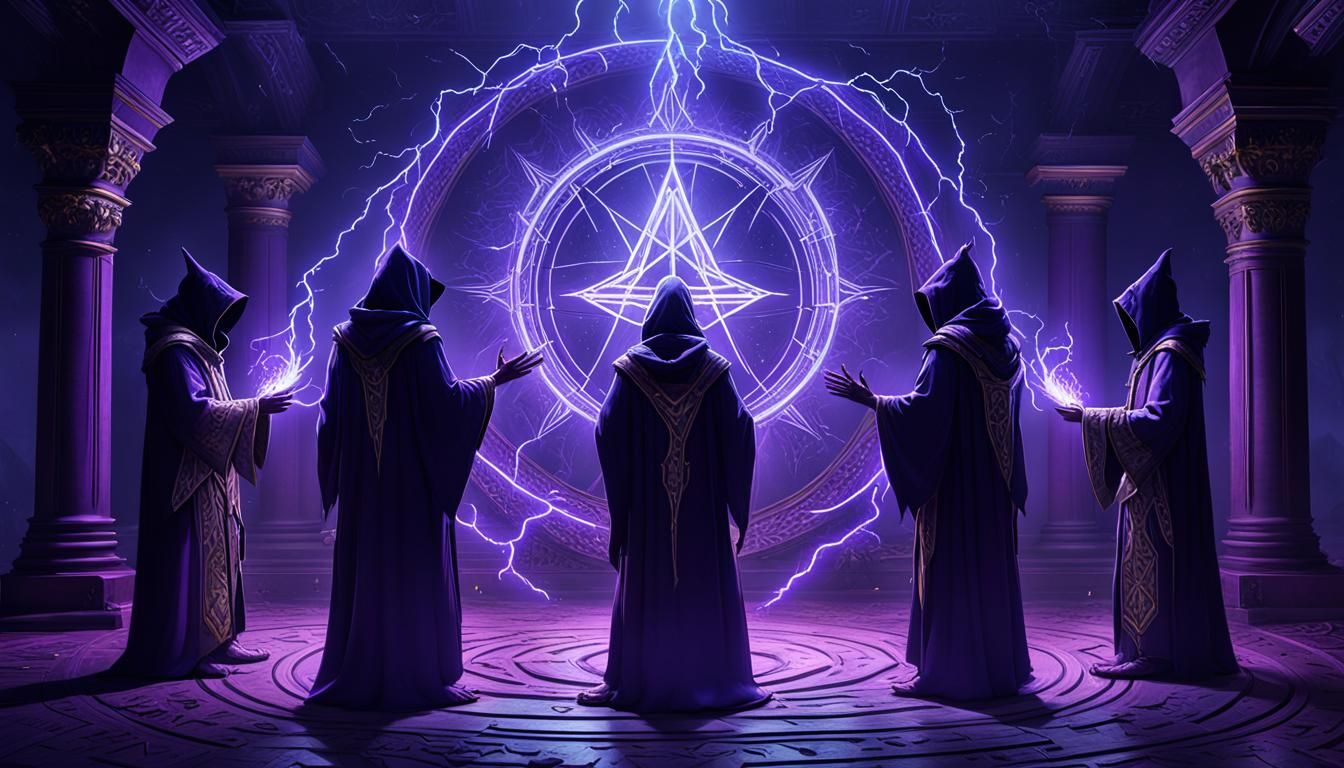 Wizards in Ritual Circle: Dark Fantasy Concept Art