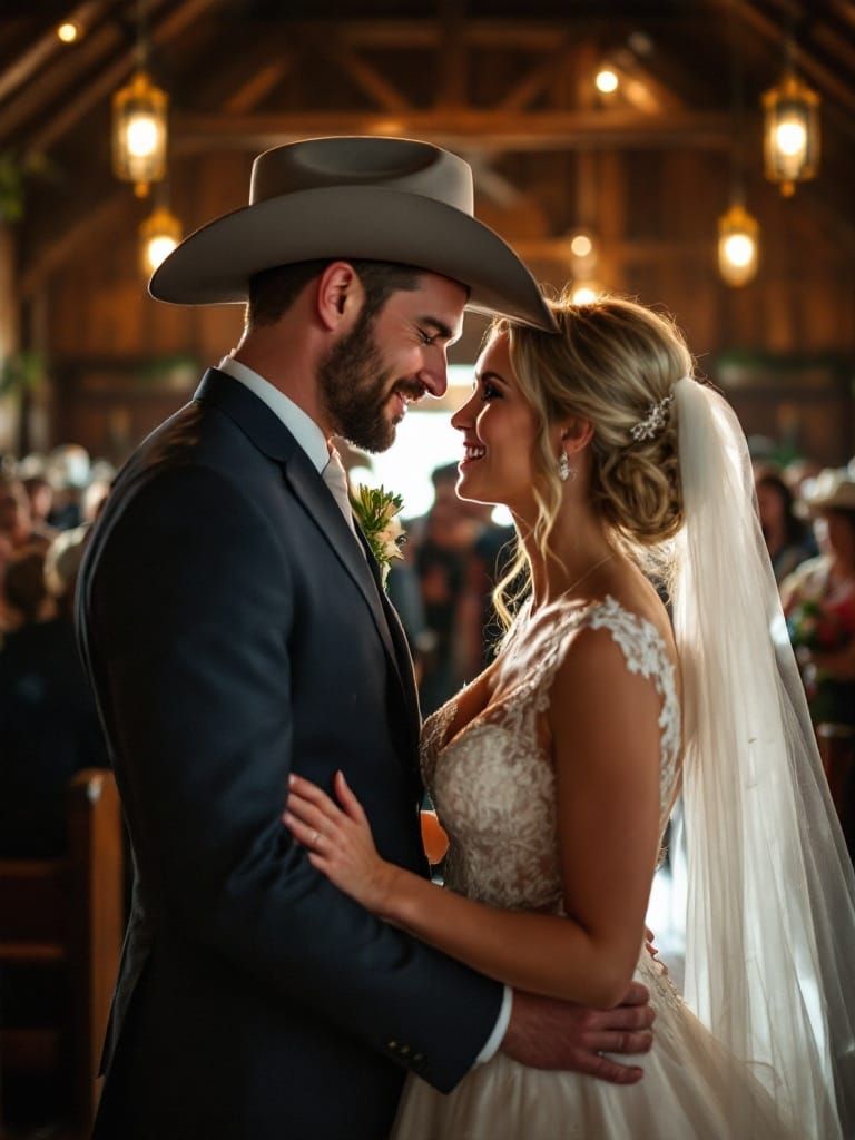 Cowboy Wedding in Rustic Texas Church